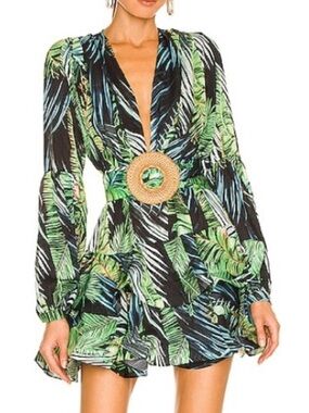 Bronx & Banco Tropical Leaf Print Mini Dress Sz S